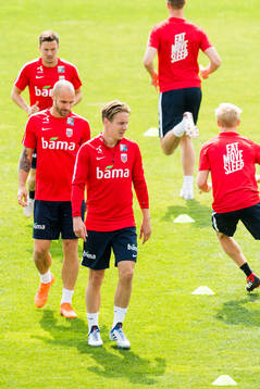 Tore Reginiussen and Stefan Johansen of Norway