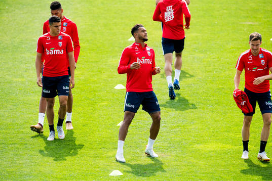 Mohamed Elyounoussi, Joshua King and Martin Linnes of Norway