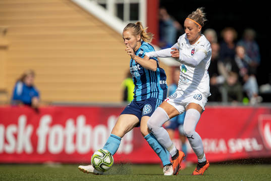 Djurgårdens Irma Helin  och Rosengårds Sanne Troelsgaard