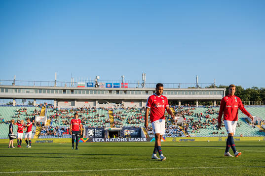 Joshua King and Alexander Sørloth of Norway