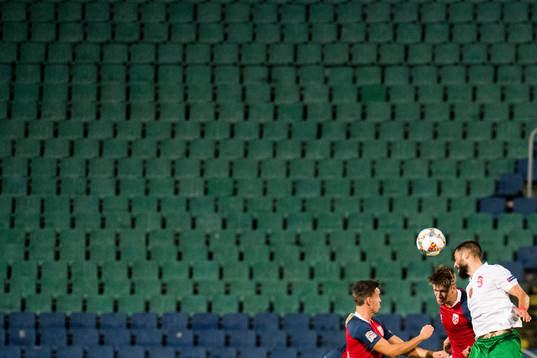 Kristoffer Ajer of Norway and Radoslav Vasilev of Bulgaria