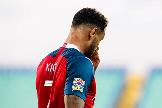 Joshua King of Norway looks dejected