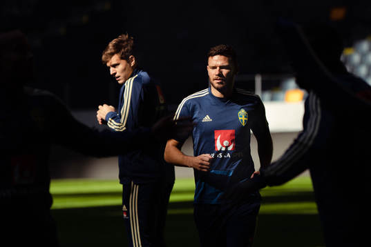 Victor Nilsson Lindelöf and Marcus Berg of the Swedish