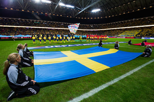 Both teams line up prior the Nations League match between