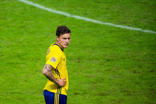 Victor Nilsson Lindelöf of Sweden looks dejected
