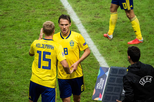 Albin Ekdal and Oscar Hiljemark of Sweden