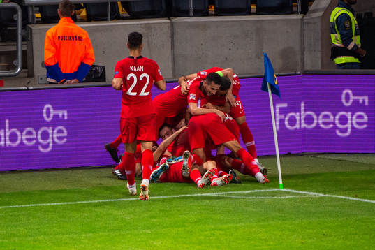 Emre Akbaba of Turkey celebrates