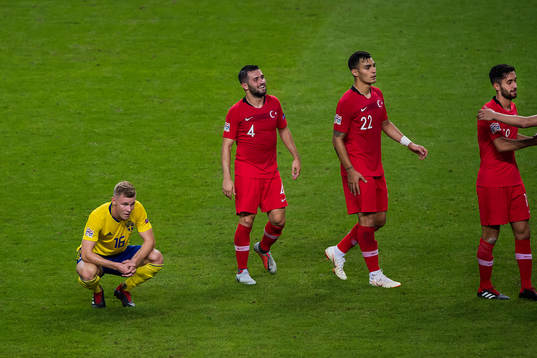 Marcus Rohdén, Emil Krafth and Pontus Jansson of Sweden