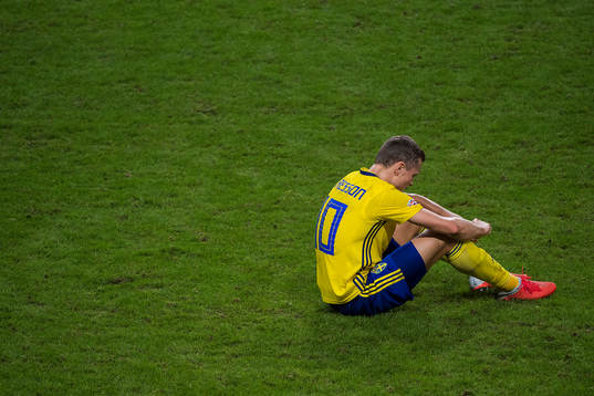 Viktor Claesson of Sweden looks dejected