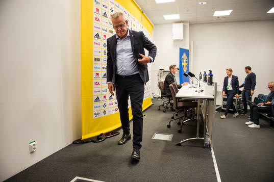 head coach Janne Andersson of Sweden attends a press