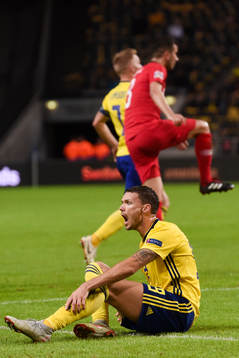 Marcus Berg of Sweden reacts