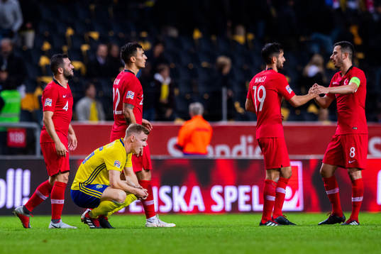 Emil Krafth of Sweden looks dejected