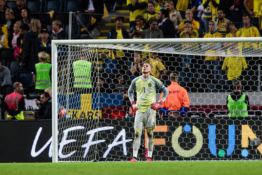 goalkeeper Robin Olsen  of Sweden looks dejected
