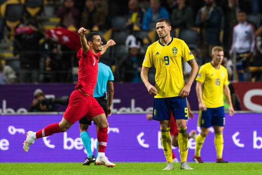 Marcus Berg of Sweden looks dejected