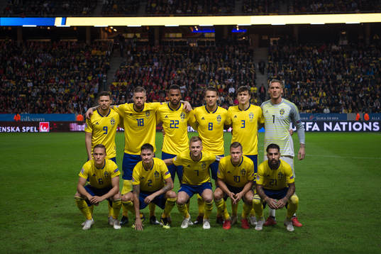 The starting eleven of Sweden with Marcus Berg , Pontus