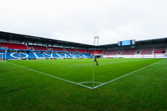 Vybild över Olympia arena innan EM-kvalmatchen i fotboll