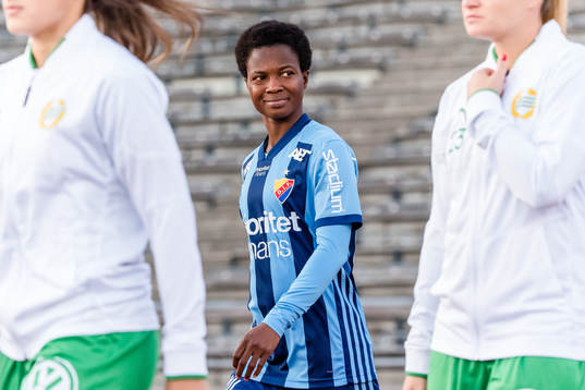 Djurgårdens Portia Boakye före fotbollsmatchen i