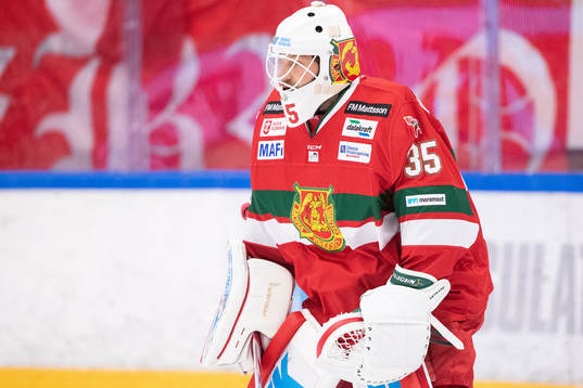 Moras målvakt Christian Engstrand  i ishockeymatchen i SHL