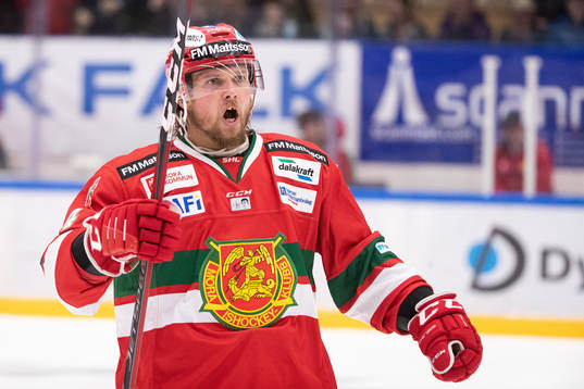 Moras Viktor Amnér  i ishockeymatchen i SHL mellan Mora
