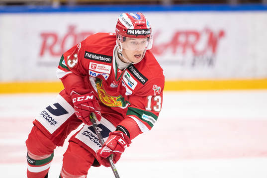 Moras Emil Bejmo  i ishockeymatchen i SHL mellan Mora och