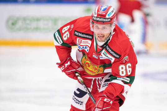 Moras Mathias Bromé  i ishockeymatchen i SHL mellan Mora