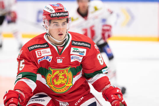 Moras Michael Haga  i ishockeymatchen i SHL mellan Mora och