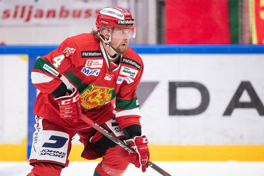 Moras Viktor Amnér  i ishockeymatchen i SHL mellan Mora