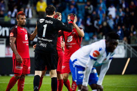David Akintola of Haugesund looks dejected while Bismar