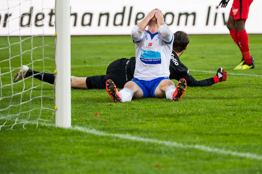 Kristoffer Haraldseid of Haugesund reacts