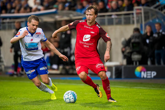 Joakim Våge Nilsen of Haugesund and Fredrik Haugen of Brann
