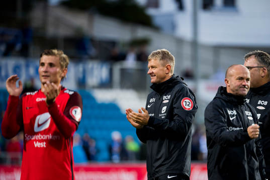 Lars Arne Nilsen, head coach of Brann, celebrates