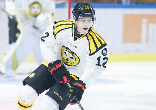 Brynäs Samuel Asklöf i ishockeymatchen i SHL mellan