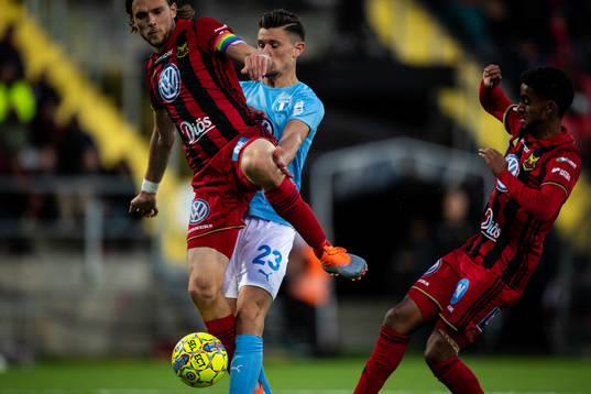 Östersunds Tom Pettersson  och Malmö FFs Marcus Antonsson