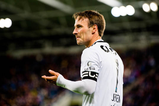 Mike Jensen of Rosenborg reacts