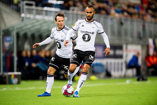 Mike Jensen and Issam Jebali of Rosenborg