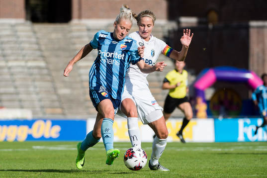 Djurgårdens Julia Spetsmark och Växjös Elin Karlsson