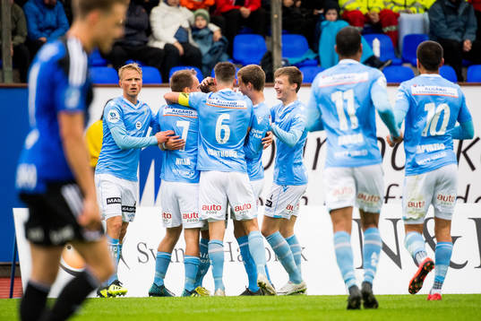 Bjørnar Holmvik of Sandnes Ulf celebrates with his