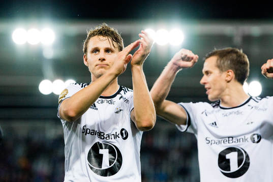 Vegar Eggen Hedenstad of Rosenborg celebrates with teammates