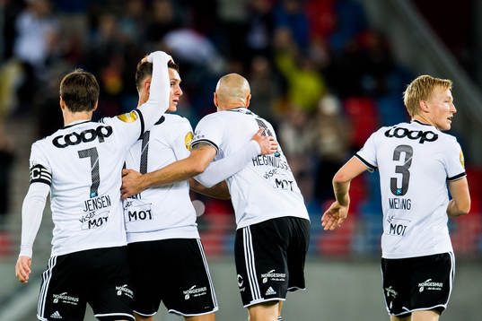 Jonathan Levi of Rosenborg celebrates with his teammates