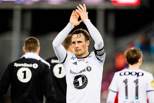 Mike Jensen of Rosenborg celebrates with teammates