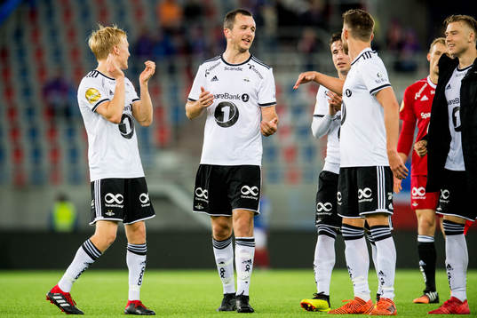 Even Hovland of Rosenborg celebrates