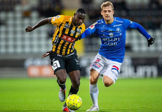 Häckens Elohor Ekpolo och Trelleborgs Erik Andersson