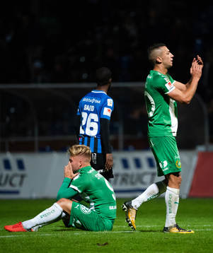 Hammarbys Nikola Djurdjic och Sander Svendsen deppar