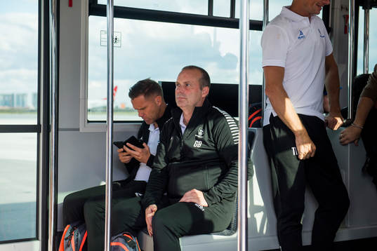 Geir Bakke, head coach of Sarpsborg 08, arrive at Ataturk