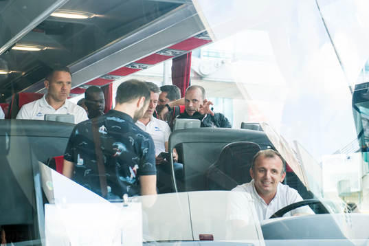 Geir Bakke, head coach of Sarpsborg 08, arrive at Ataturk