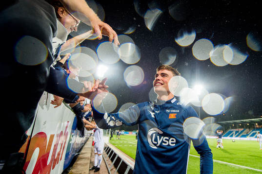 Sondre Flem Bjørshol of Viking celebrates