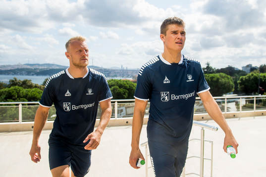 Goalkeeper Aslak Falch and Bjørn Inge Utvik of Sarpsborg 08