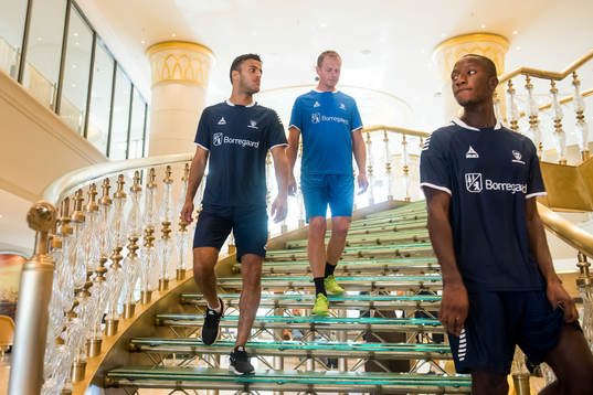 Harmet Singh and Sulayman Bojang of Sarpsborg 08 prior a