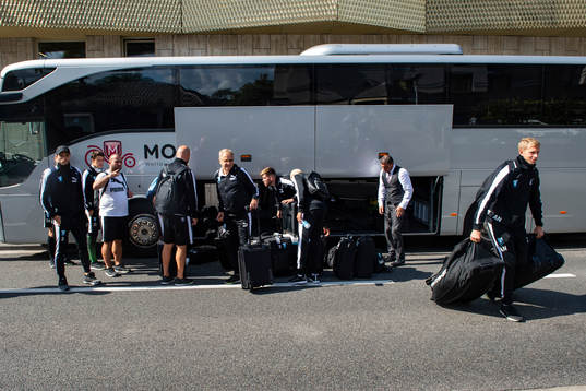 Players of Malmö FF arrive at their hotel