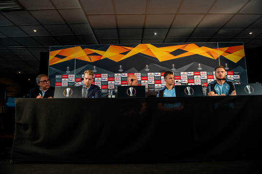 Press officer Fredrik Stjernström, Lasse Nielsen and